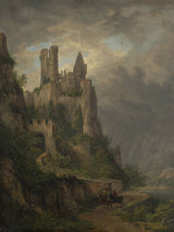 domenico-quaglio-1819-the-vautsburg-the-middle-rhine-art-print-fine-art-reproduction-wall-art-id-aumue452t
