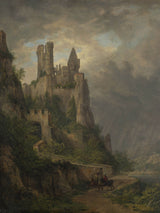 domenico-quaglio-1819-the-vautsburg-the-mid-Rhine-art-print-fine-art-reproduction-wall-art-id-aumue452t