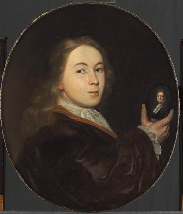 ludolf-bakhuysen-1699-john-bakhuysen-1683-1731-with-a-miniature-portrait-art-print-fine-art-reproduction-wall-art-id-auopm12r5