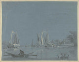 okänd-1700-båtar-på-vatten-i-förgrunden-en-roddbåt-konst-tryck-fin-konst-reproduktion-väggkonst-id-auox9z0lc