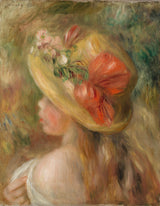 皮埃爾·奧古斯特·雷諾阿-1893-年輕女孩戴帽子女孩戴帽子藝術印刷精美藝術複製品牆藝術 id aupqr8hm0