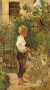 joseph-hasslwander-boy-with-cat-in-the-garden-art-print-fine-art-reproduction-wall-art-id-aur1doe2z