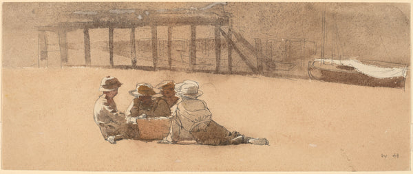 winslow-homer-1873-four-boys-on-a-beach-art-print-fine-art-reproduction-wall-art-id-auszawraf