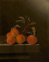 adriaen-coorte-1704-stilleven-met-vijf-abrikozen-kunstprint-fine-art-reproductie-muurkunst-id-aut5p91z4