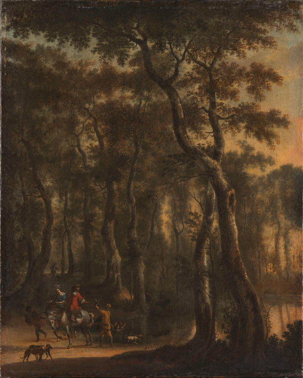jan-hackaert-1660-view-of-a-forest-with-hunters-art-print-fine-art-reproduction-wall-art-id-aux1ruzb4