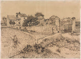 文森特-梵高-1888-帶有乾草堆的農場入口大門藝術印刷美術複製牆藝術 ID auxcyxo2c