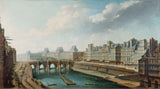 nicolas-jean-baptiste-raguenet-1760-louvre-the-pont-neuf-och-quai-des-guldsmeder-sett-från-quai-des-grands-augustins-konsttryck-fin- konst-reproduktion-vägg-konst