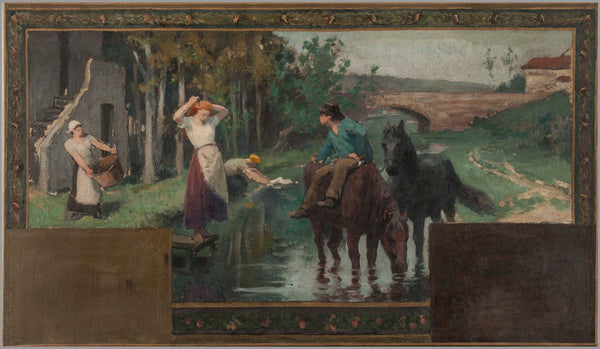 paul-albert-baudouin-1888-sketch-for-mayor-of-arcueil-cachan-the-watering-art-print-fine-art-reproduction-wall-art