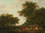 jacob-van-strij-1800-landskab-med-bønder-med-deres-kvæg-og-fiskere-på-kunsttryk-fine-art-reproduktion-vægkunst-id-avassnt9u