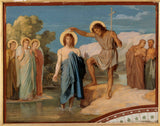 hippolyte-jean-flandrin-1858，基督素描的洗礼，为圣日耳曼des-des-pres-艺术印刷的教堂教堂装饰精美艺术复制墙艺术