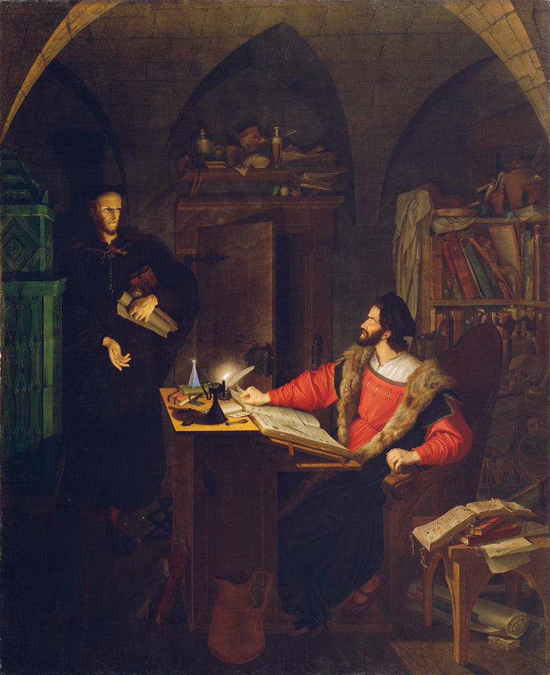 ludwig-ferdinand-schnorr-von-carolsfeld-1818-faust-and-mephistopheles-in-his-study-art-print-fine-art-reproduction-wall-art-id-avburokcb