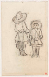 jozef-israels-1834-две-деца-со-големи-шапки-уметност-печатење-фина уметност-репродукција-ѕид-уметност-ид-авфвјденм
