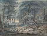 gerard-van-nijmegen-1794-bostafereel-met-een-herder-en-schaap-en-drie-figuren-art-print-fine-art-reproductie-wall-art-id-avhmtkf1r