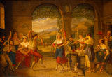 迪特里希·威廉·林道-1827-a-saltarello-在羅馬奧斯特里亞藝術印刷品美術複製品牆藝術 id-avicum0cv 中跳舞