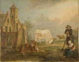 peter-van-regemorter-1777-landskap-met-boere-en-koeie-kunsdruk-fynkuns-reproduksie-muurkuns-id-avked5kdk