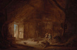 isaac-van-ostade-1642-interieur-van-stal-met-drie-kinderen-kunstprint-kunst-reproductie-muurkunst-id-avku6crhk