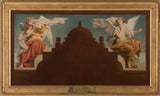 paul-felix-guerie-1874-skitse-til-sankt-etienne-du-mont-kirken-to-engle-sidder-kunst-print-kunst-reproduktion-vægkunst