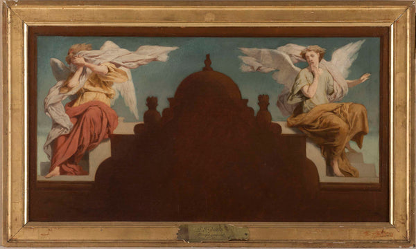paul-felix-guerie-1874-sketch-for-the-church-of-saint-etienne-du-mont-two-angels-sitting-art-print-fine-art-reproduction-wall-art