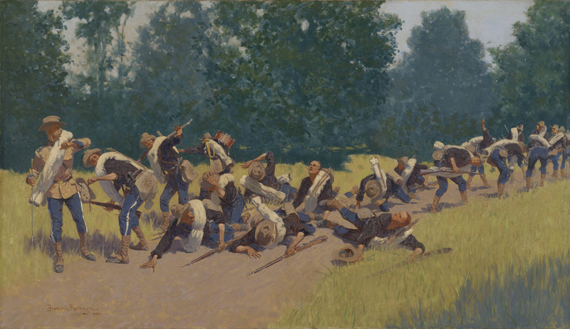 frederic-remington-1898-the-scream-of-shrapnel-at-san-juan-hill-art-print-fine-art-reproduction-wall-art-id-avpa14l7k