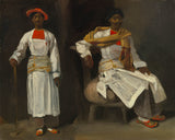 유진 들라크루아-1824-캘커타에 앉아 있는 인도인에 대한 두 가지 연구-인쇄물-미술-복제-벽-예술-id-avqgm44r8