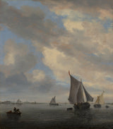 salomon-van-Ruysdael-1651-view-of-Seilbåter-on-a-lake-art-print-fine-art-gjengivelse-vegg-art-id-avqzh80w5