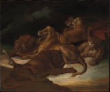 theodore-gericault-1818-leeuwen-in-een-bergachtig-landschap-kunstprint-fine-art-reproductie-muurkunst-id-avrl8yff7