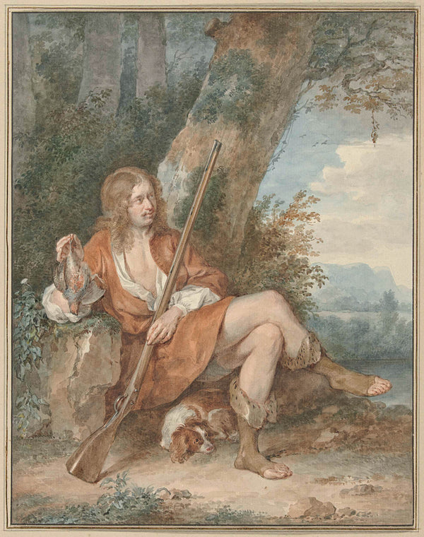 aert-schouman-1775-resting-hunter-with-musket-and-partridge-in-a-tree-art-print-fine-art-reproduction-wall-art-id-avtjk79a3