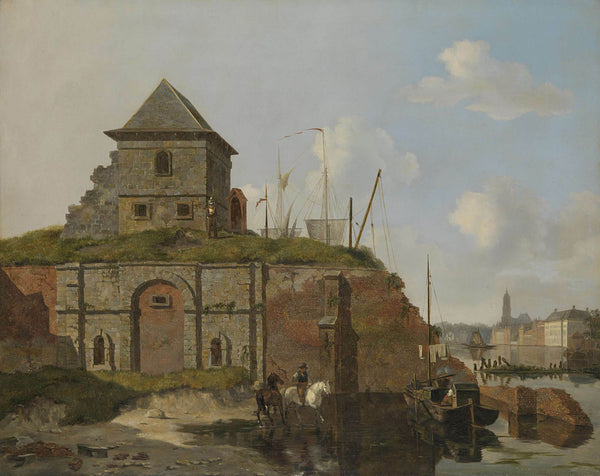 carel-jacobus-behr-1830-city-wall-with-gunpowder-magazine-art-print-fine-art-reproduction-wall-art-id-avua56h4p