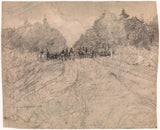 乔治·亨德里克·布莱特纳-1867-团体骑手聚集在宽阔的森林轨道上艺术印刷精美艺术复制品墙艺术 id-avwgyd9xp