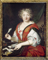 에콜-프랑세즈-1680-여성의 초상-글쓰기-이전에는 마담 드 세비뉴-예술-인쇄-미술-복제-벽-예술로 확인됨
