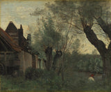 讓-巴蒂斯特-卡米爾-柯羅-1871-聖凱瑟琳-萊阿拉斯的柳樹和農舍-藝術印刷品-精美藝術-複製品-牆藝術-id-avy5inxcm