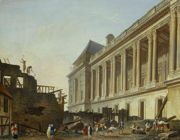 pierre-antoine-demachy-1764-clearing-of-the-louvre-colonnade-art-print-fine-art-reproduction-wall-art