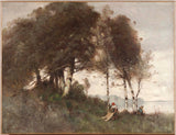 paul-desire-trouillebert-1870-landskap-met-wasvrouens-kunsdruk-fynkuns-reproduksie-muurkuns