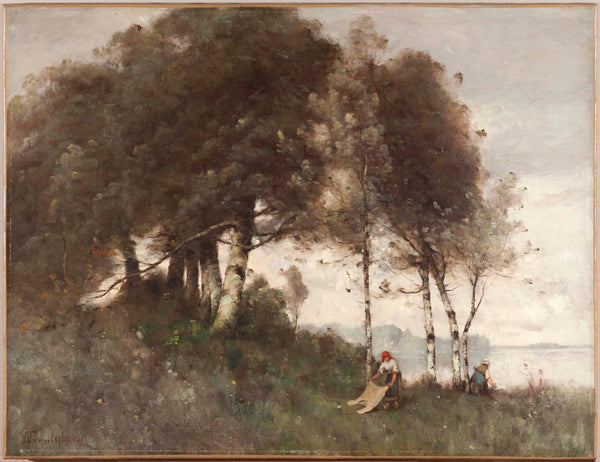 paul-desire-trouillebert-1870-landscape-with-washerwomen-art-print-fine-art-reproduction-wall-art