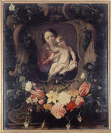 丹尼尔-迪特-勒-耶稣-丹弗斯-西格斯-花环中的圣母和儿童-艺术印刷品-精美艺术-复制品-墙壁艺术
