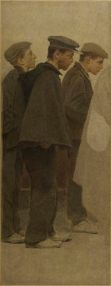 fernand-pelez-1904-biten-på-bröd-tre-unga-män-profil-konst-tryck-konst-reproduktion-vägg-konst