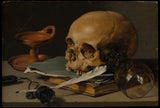 pieter-claesz-1628-skull-and-a-writing-quill-art-print-fine-art-reproduction-wall-art-id-aw83gm9qx가 있는 정물화