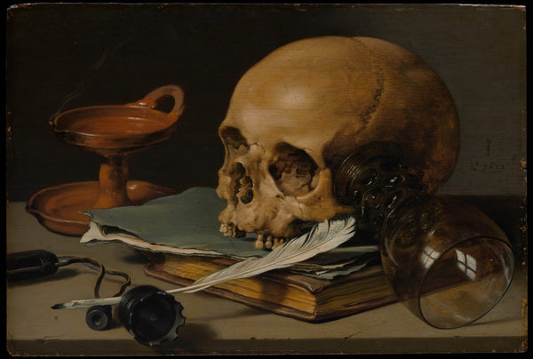 pieter-claesz-1628-still-life-with-a-skull-and-a-writing-quill-art-print-fine-art-reproduction-wall-art-id-aw83gm9qx
