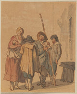 onbekend-1700-staande-groep-drie-mannen-en-een-vrouw-met-kind-kunstprint-fine-art-reproductie-muurkunst-id-awa84qzpq