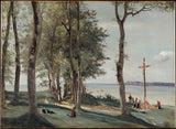 camille-corot-1830-honfleur-calvary-art-print-fine-art-reproducción-wall-art-id-awbf3892a