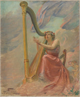 henri-pierre-jamet-1912-skets-vir-die-troukamer-van-die-stadsaal-van-montrouge-musiekkuns-druk-kuns-reproduksie-muurkuns