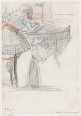 约瑟夫-以色列-1834-签名女孩和女人与网球拍艺术印刷精美艺术复制墙艺术 id-awec93vdj