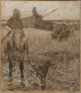 fernand-cormon-1897-gallic-horse-sketch-for-the-anfiteatro-da-paleontologia-no-museu-de-história-natural-em-paris-arte-impressão-belas-artes-reprodução-parede- arte
