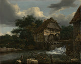 jacob-van-ruisdael-1653-dwa-młyny wodne-i-otwarta-śluza-druk-sztuka-reprodukcja-dzieł sztuki-sztuka-ścienna-id-awel5tv9j
