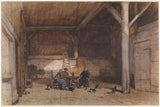 johannes-bosboom-1827-boer-interieur-met-twee-mans-en-'n-vrou-by-'n-kunsdruk-fynkuns-reproduksie-muurkuns-id-awf3w4y95