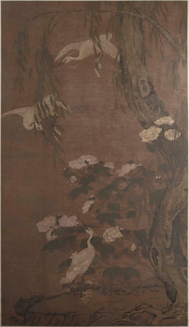 anonymous-1700-egrets-willow-and-peonies-art-print-fine-art-reproduction-wall-art