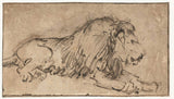 Rembrandt, van Rijn - 1660-ležiaci lev obrátený-right-art-print-fine-art-reprodukčnej-steny-art-id-awiia89e3