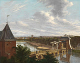 johannes-jelgerhuis-1813-le-canal-extérieur-d'amsterdam-près-du-leidsepoort-vu-de-l'impression-d'art-reproduction-d'art-mur-art-id-awioem336