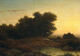 louwrens-hanedoes-1849-skogscenen-ved-solnedgang-kunsttrykk-fin-kunst-reproduksjon-veggkunst-id-awjgpgv2j