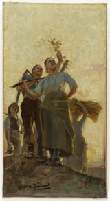 georges-bertrand-1893-skica-za-jedilnico-mestne-hise-zetev-umetnicki-tisk-likovna-reprodukcija-stenska-umetnost